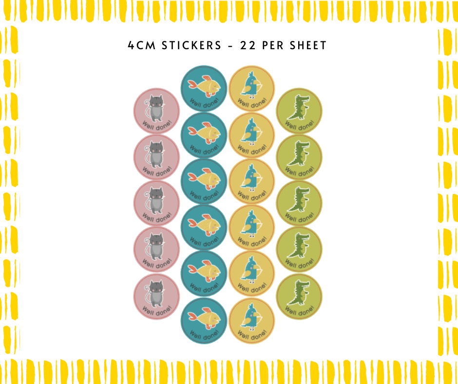 Thumbnail: Personalised Cute Animal Well Done Stickers