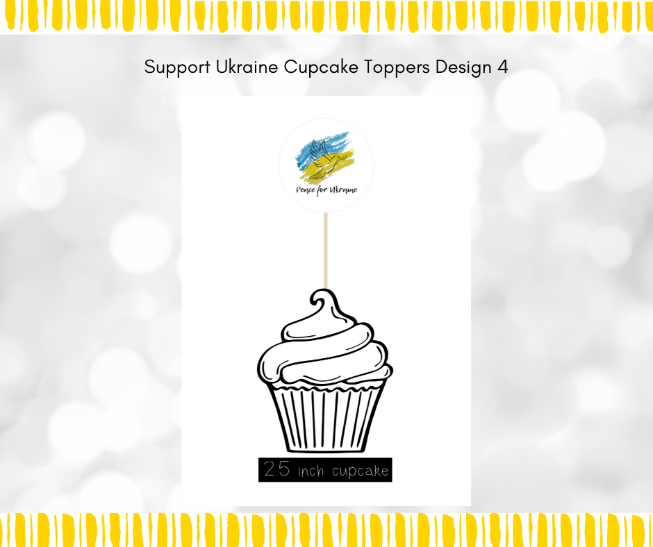 Thumbnail: Support Ukraine Charity Cupcake Toppers Design 4