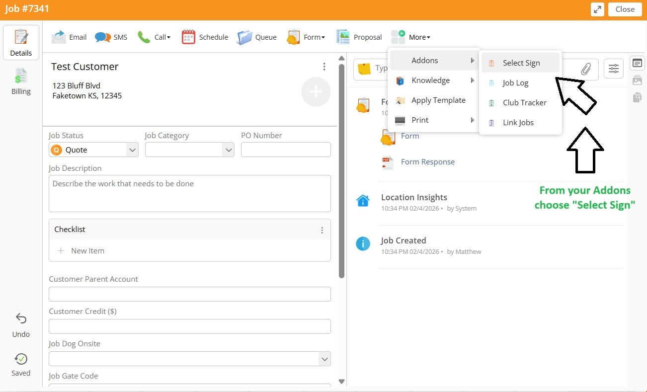 Step 2 - Open Select Sign