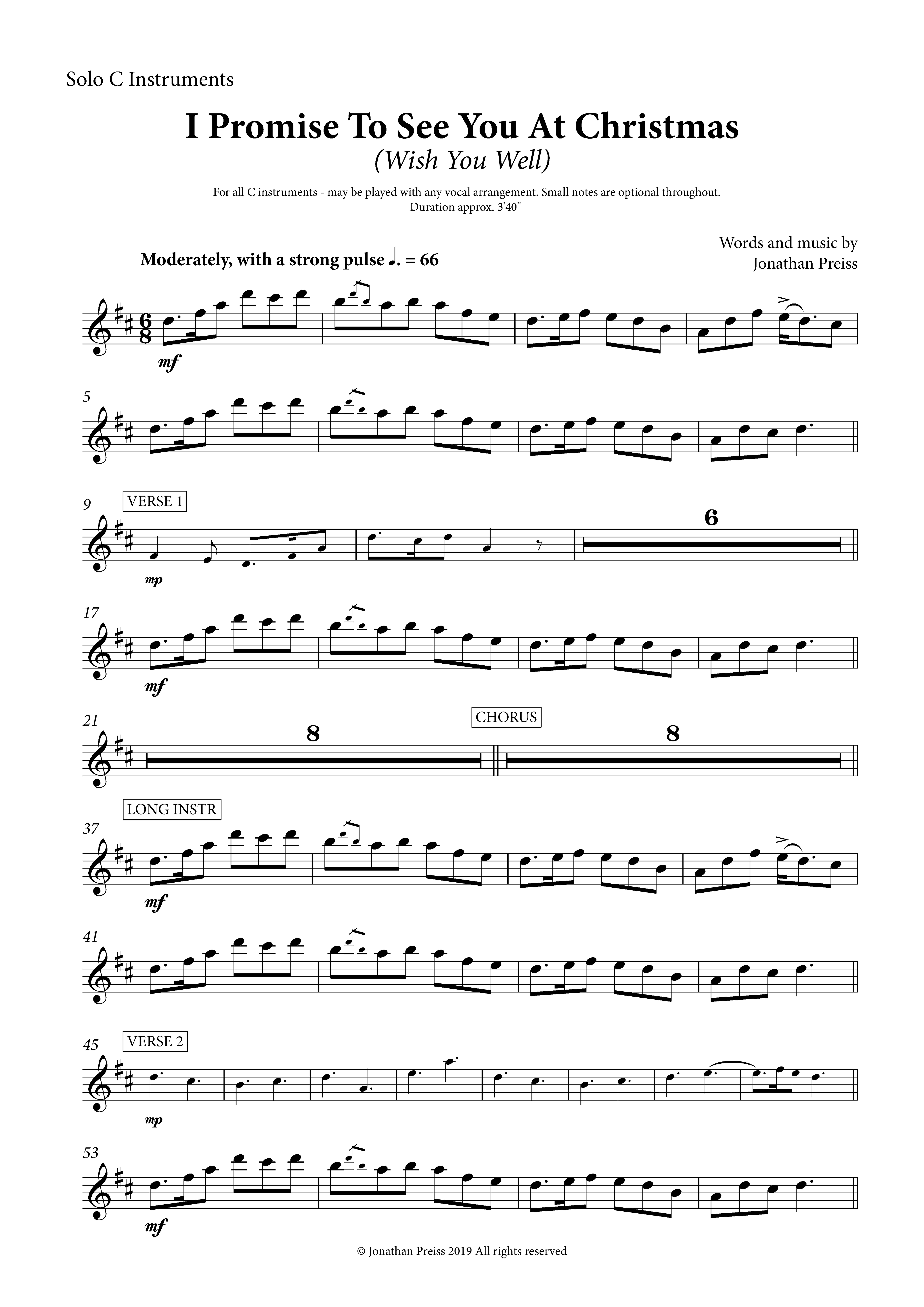 I Promise To See You At Christmas (Wish You Well) - Solo Instrumental Part