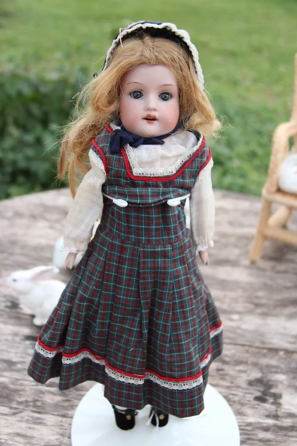 Thumbnail: 14.5" Antique German Bisque Doll AM 370 7/0 DP Armand Marseille Leather Body 563