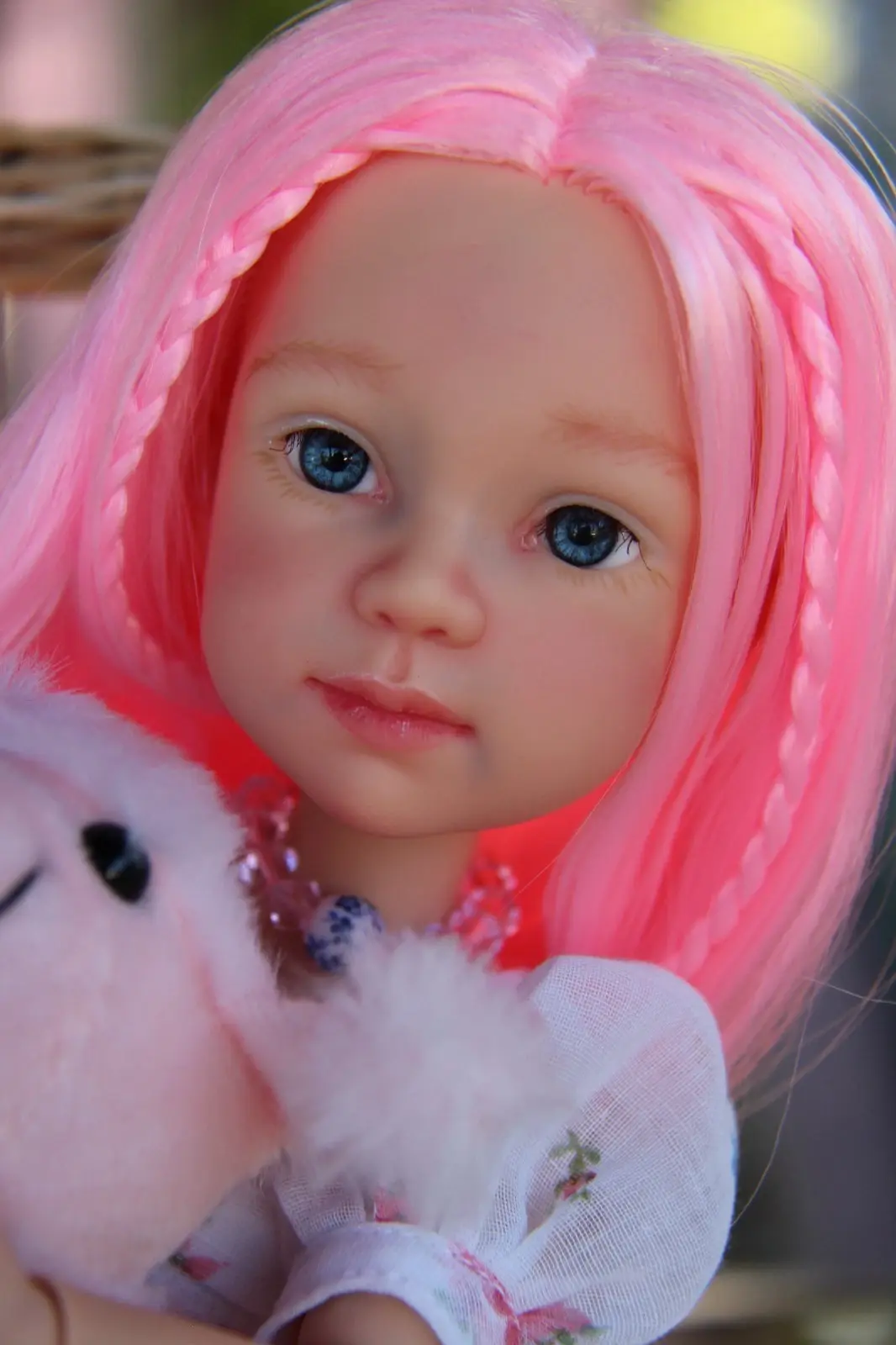LAYLA ~ OOAK Catalina Doll 32cm / 13” by iCukla, Pink Hair, Blue Glass Eyes, Art