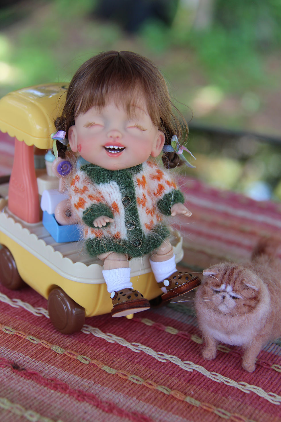 Thumbnail: OOAK Little Palm Darling SMILEY Girl #2 ~ by iCukla 5"/12cm Tiny Resin BJD Doll~