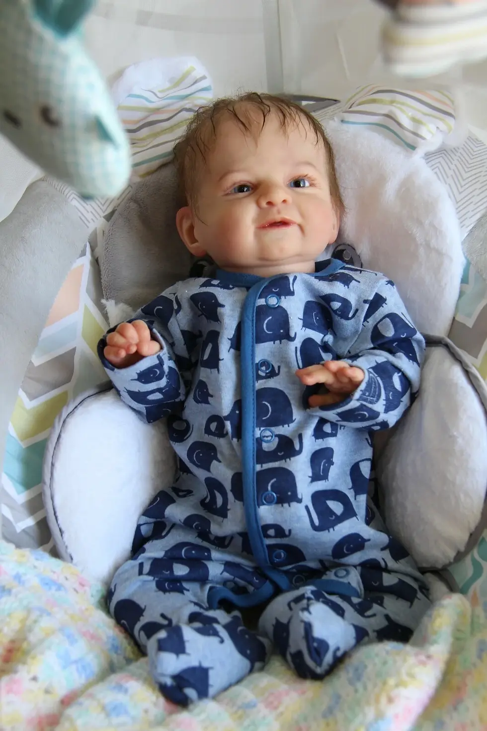Thumbnail: Beautiful Baby reborn Mark by Olga Auer~Full Limbs~Glass Eyes~20"~COA