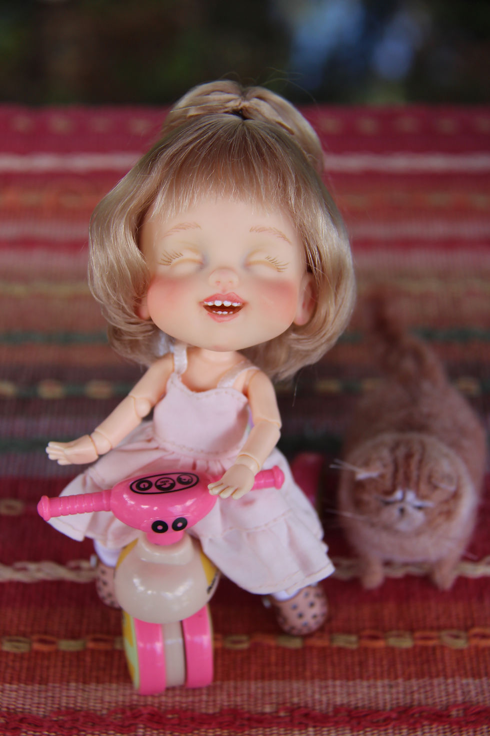 Thumbnail: OOAK Little Palm Darling SMILEY MIKA Girl by iCukla 5"/13cm Tiny Resin BJD Doll~