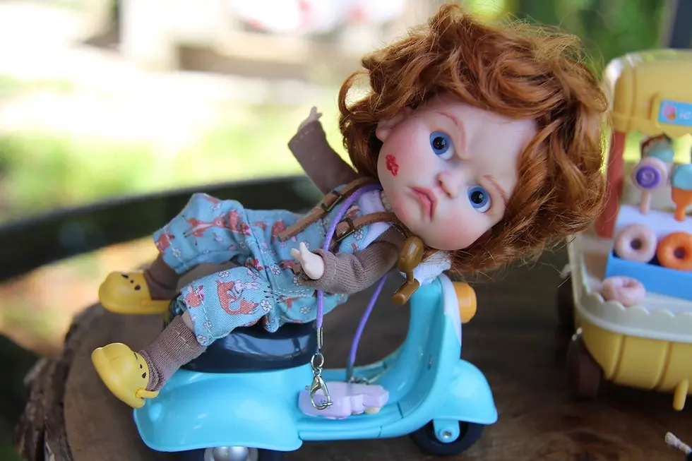 Thumbnail: OOAK Little Palm Darling BUKA boy by iCukla 6"/15cm Tiny Resin BJD Doll~