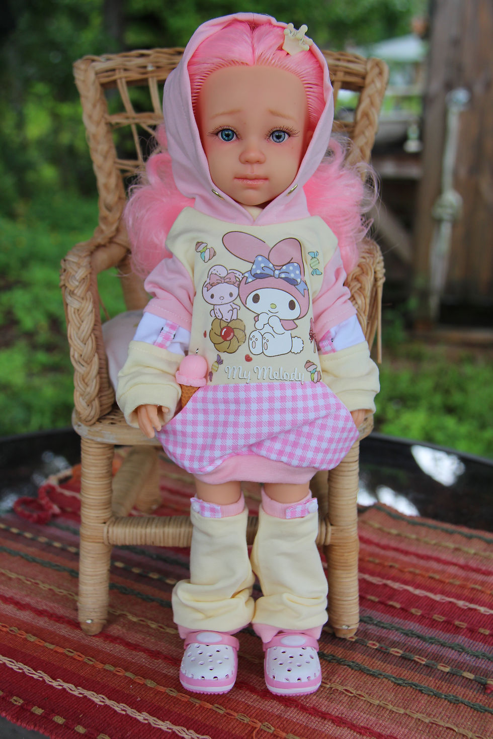 Thumbnail: 13"OOAK Catalina Doll PINK by iCukla–Custom Art Doll with Different-Colored Eyes