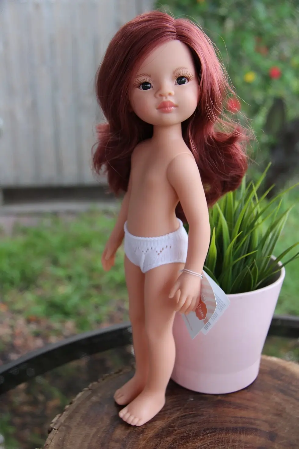 Thumbnail: Paola Reina ROXANA Doll 13" 32cm New Version Wine Red Hair Brown Eyes Nude