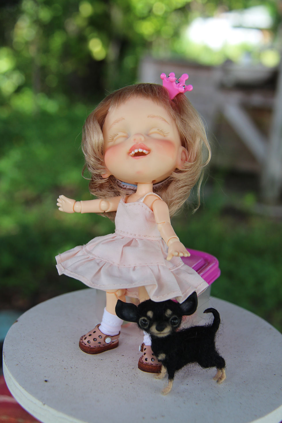 Thumbnail: OOAK Little Palm Darling SMILEY MIKA Girl by iCukla 5"/13cm Tiny Resin BJD Doll~