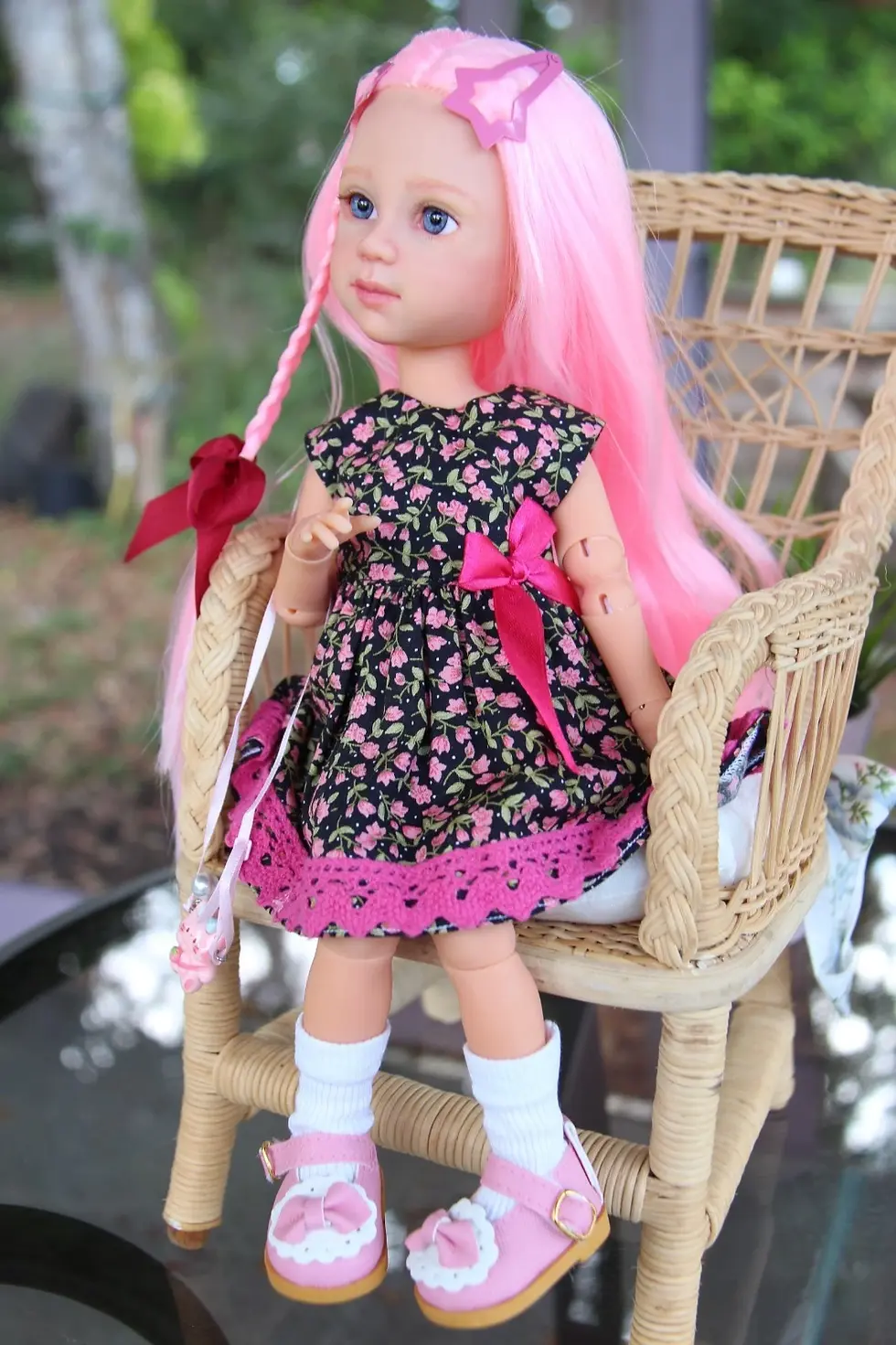 Thumbnail: AURELIA~OOAK Catalina Doll 32cm 13" by iCukla Pink Hair Glass Eyes Art Doll