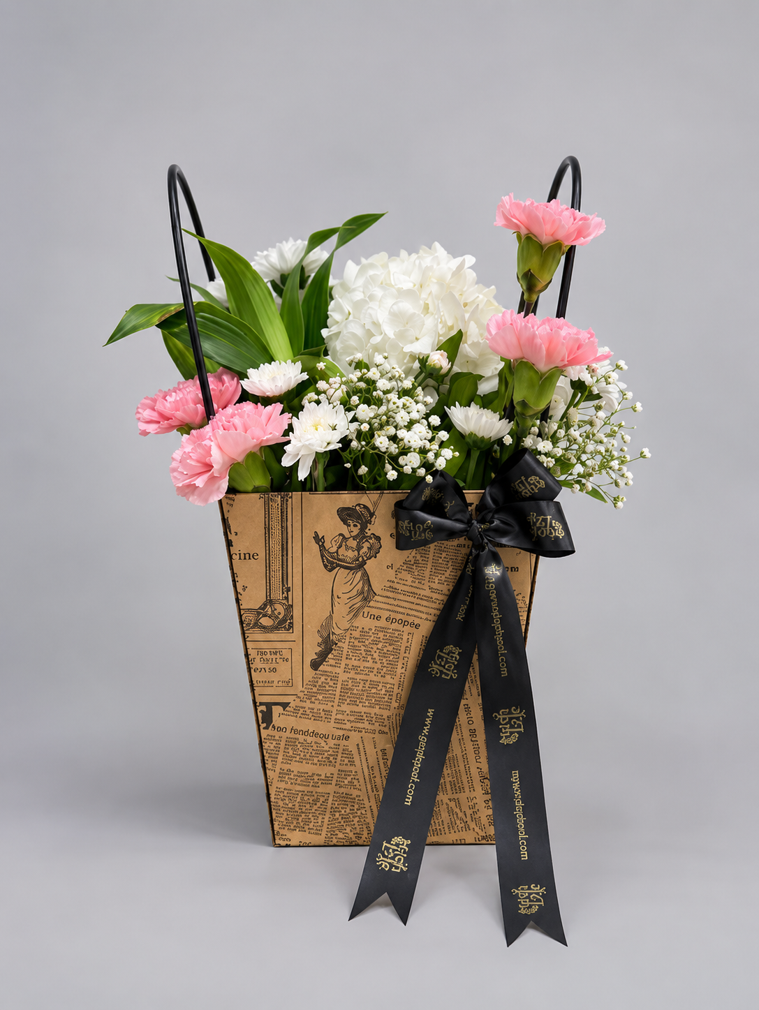 Pink Carnation & White Hydrangea Bouquet