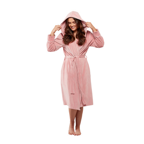 Women's Dressing Gown Wysteria Lane Hooded Velour Dressing Gown Robe - View #7