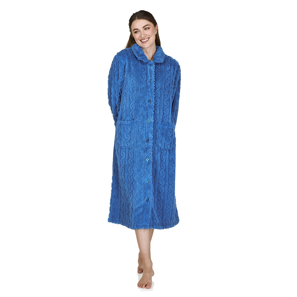 Thumbnail: La Marquise Women's Button Through Supersoft Fleece Dressing Gown