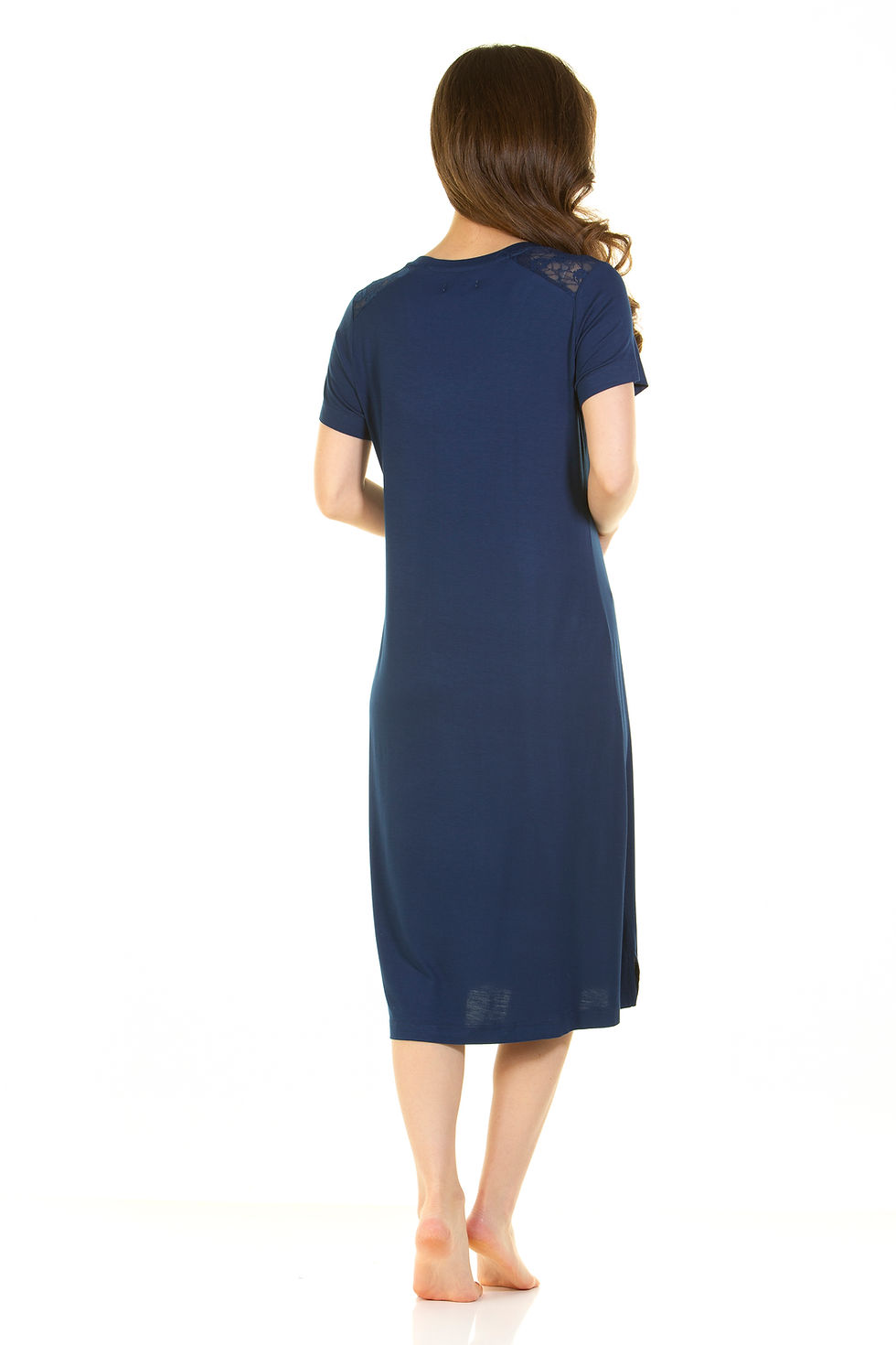 Thumbnail: Bamboo Viscose Soft Stretch V-Neck Midi Nightdress