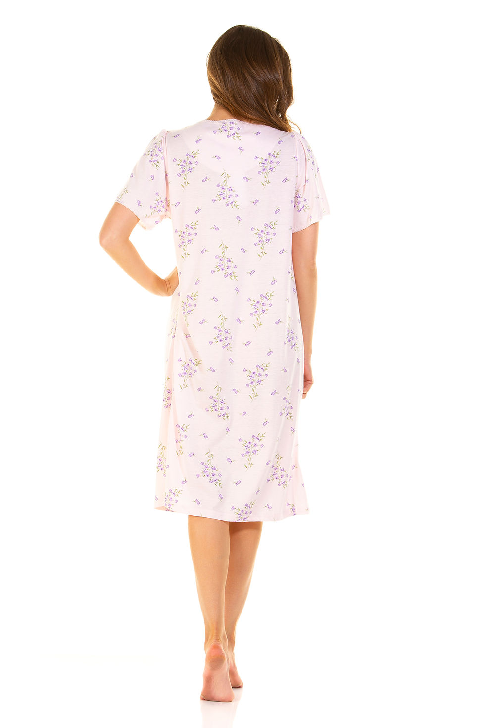 Thumbnail: La Marquise Womens Cotton Rich Floral Jersey Button Front Nightdress