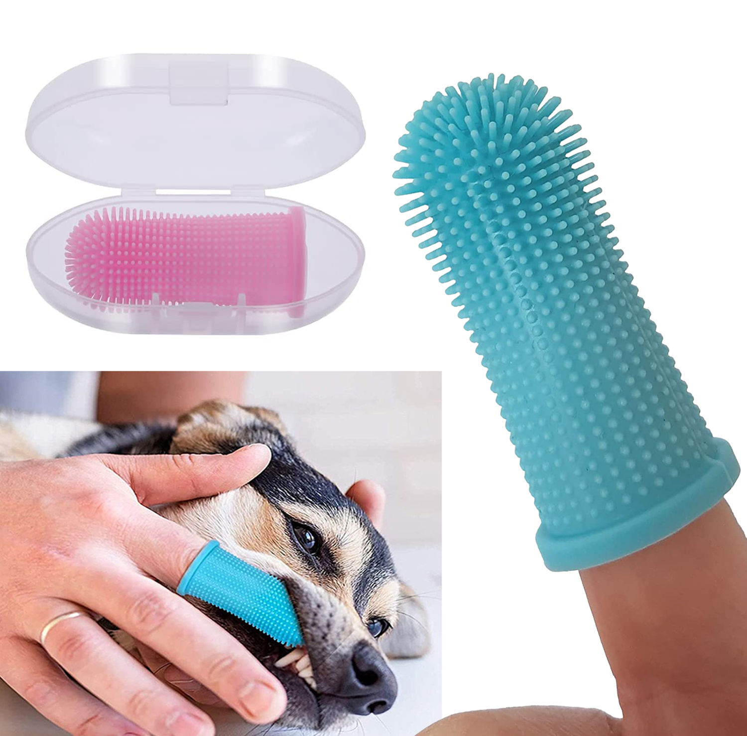 Super soft silicone finger toothbrush for pet dental care