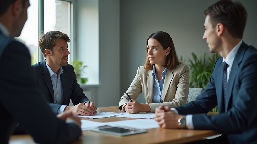 Wide-angle view of a business meeting with a CRM consultant
