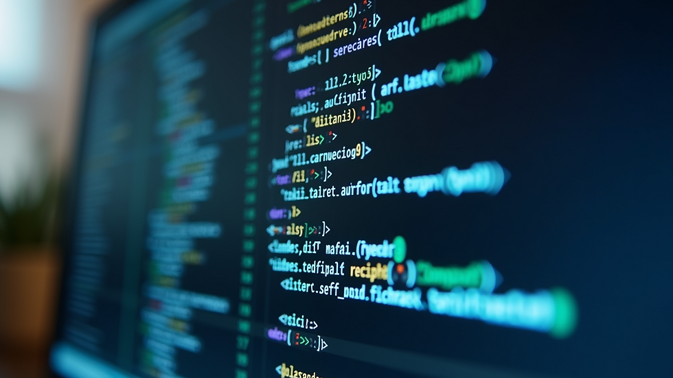 Eye-level view of a computer screen displaying code