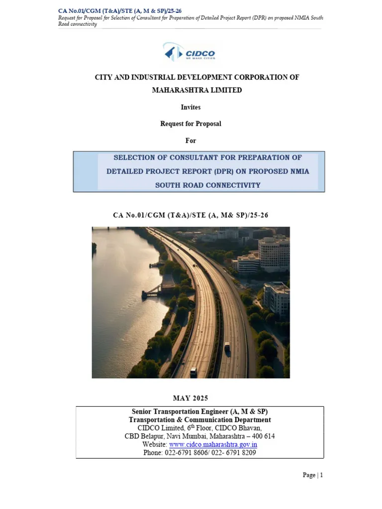 CIDCO Seeks Consultants — Big Bid Entry for 60-metre Wide 5.6 km NMIA South Road