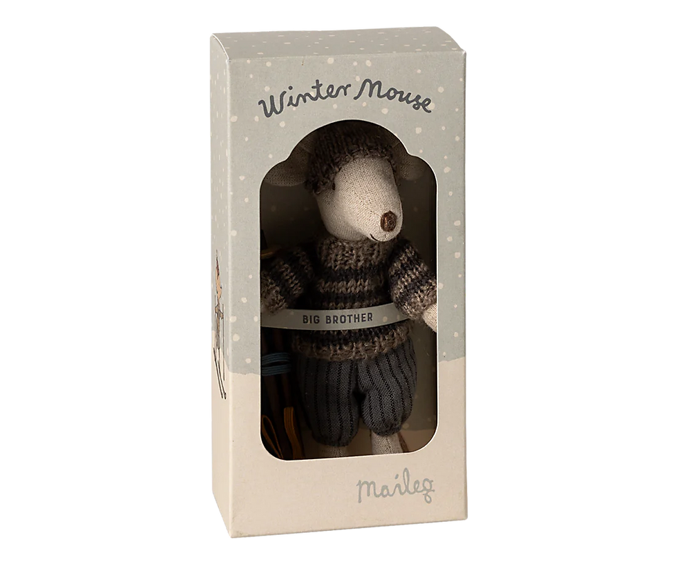 Thumbnail: Maileg - Winter Mouse with Ski Set, Big Brother | Grey