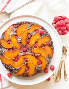 Healthy Peach Upside Down Cake for Peach Month!