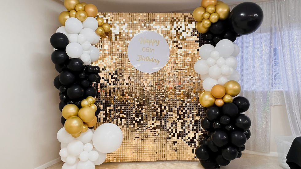 Thumbnail: Gold wave wall and garland  / broad with wording