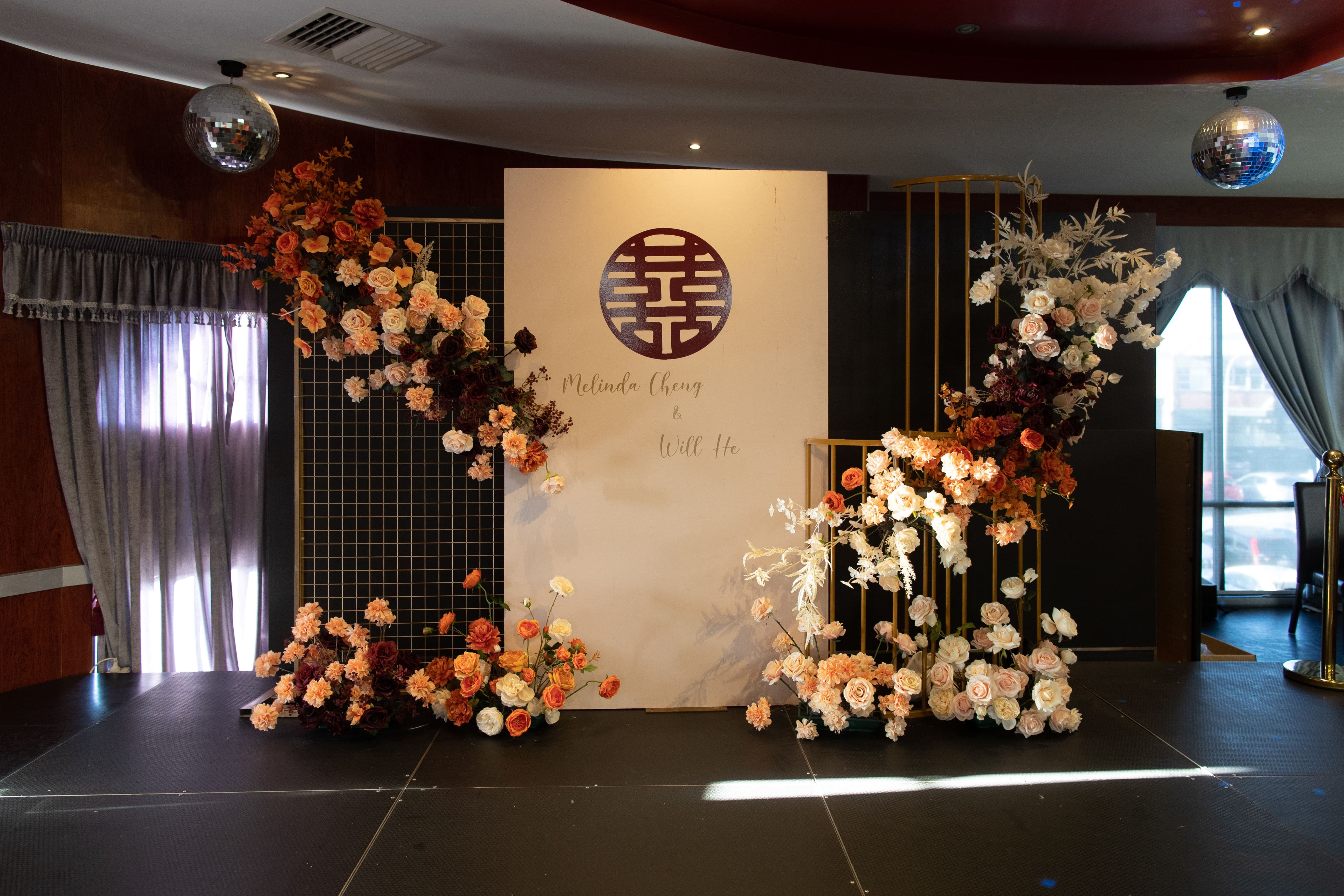 B58. Floral arch and backdrop