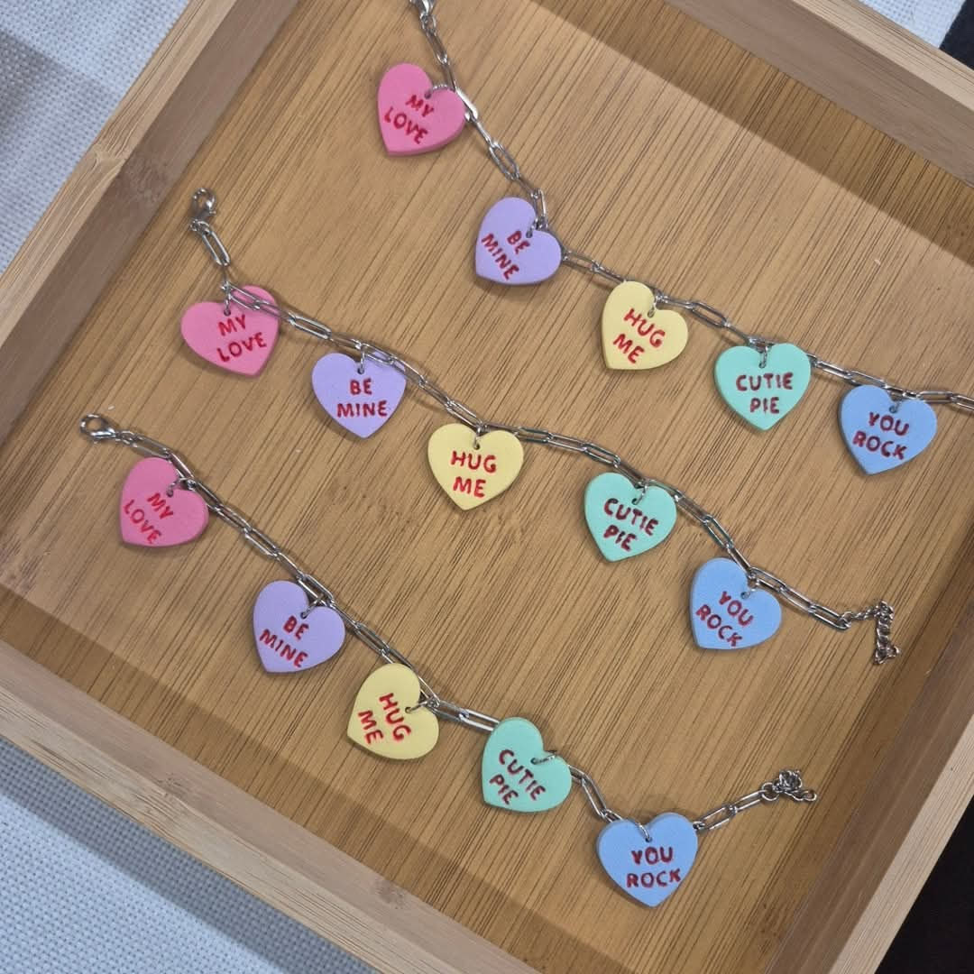 Conversation Heart Charm Bracelet
