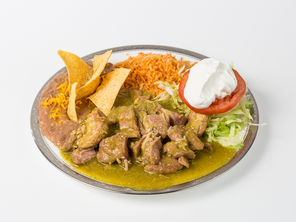 Chile Verde Plate at Pepe's Tacos