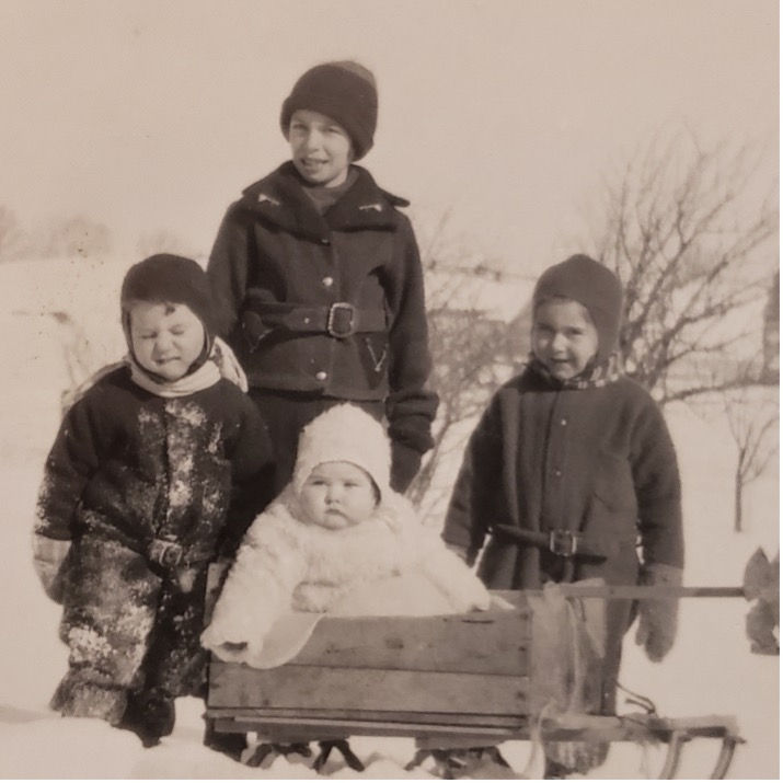 Mom (Barbara Martin on far right) and her brother Randal had cousins come to visit when they lived on the farm, circa 1935