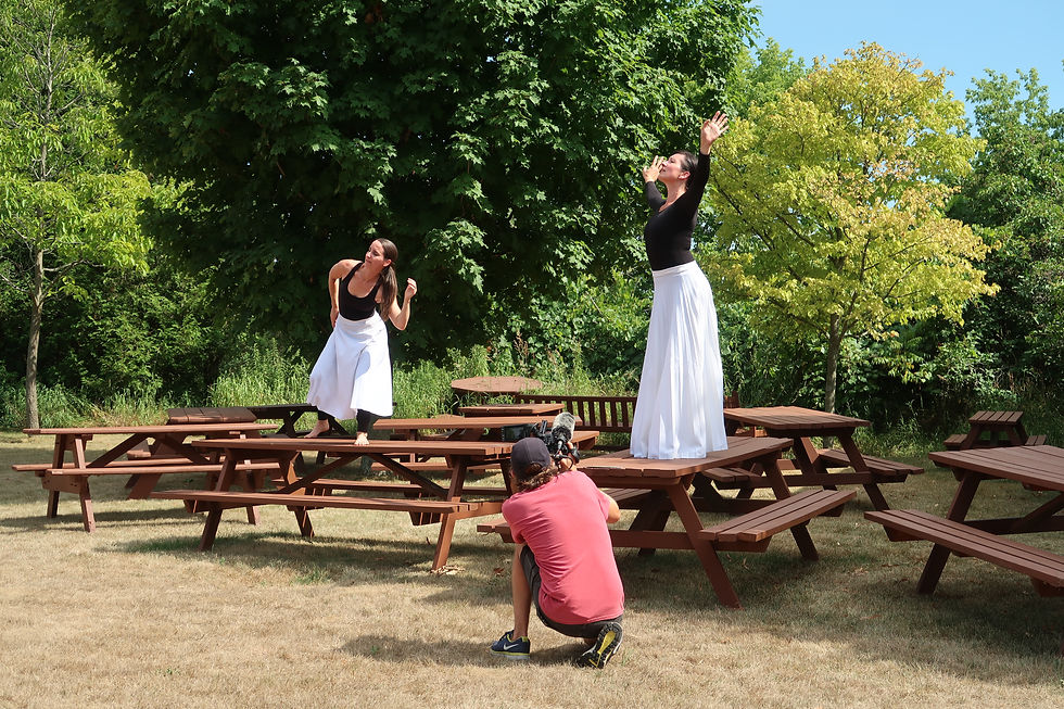 Rebecca Baptista and Stephanie Booth, professional dancers with Northumberland Contemporary Dance Collective, performing for the digital concert For the Birds. Photo by Steve Dagg.