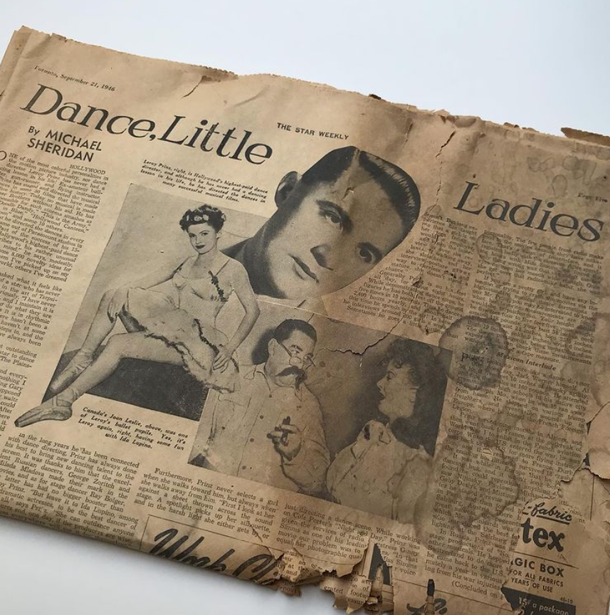 Newspaper: “Dance Little Ladies.” Photo courtesy of Ted Outerbridge.