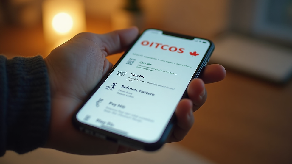 Eye-level view of a smartphone displaying TELUS plans on screen