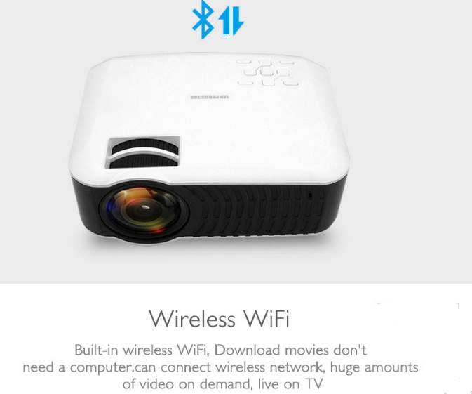 Miniaturebillede: LED Projector 720P Built-in Android4.4 WIFI Bluetooth HD LED Projector 60-100"