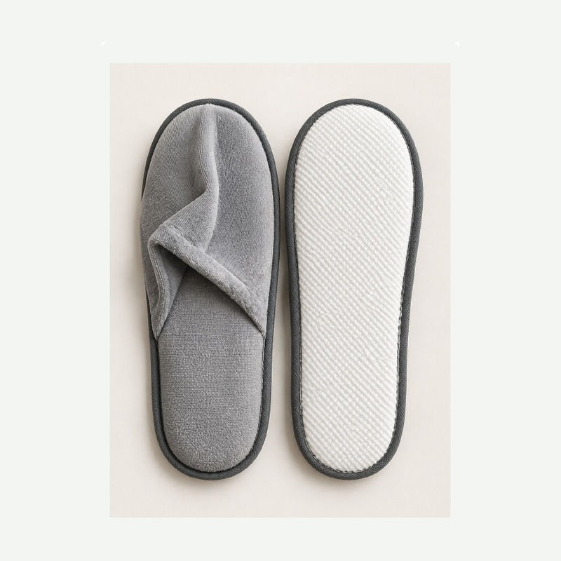 SL-08 grey plush hospitality slipper