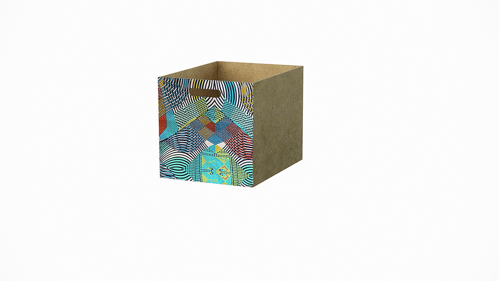 Large Storage Box with Blue and White Strips Front