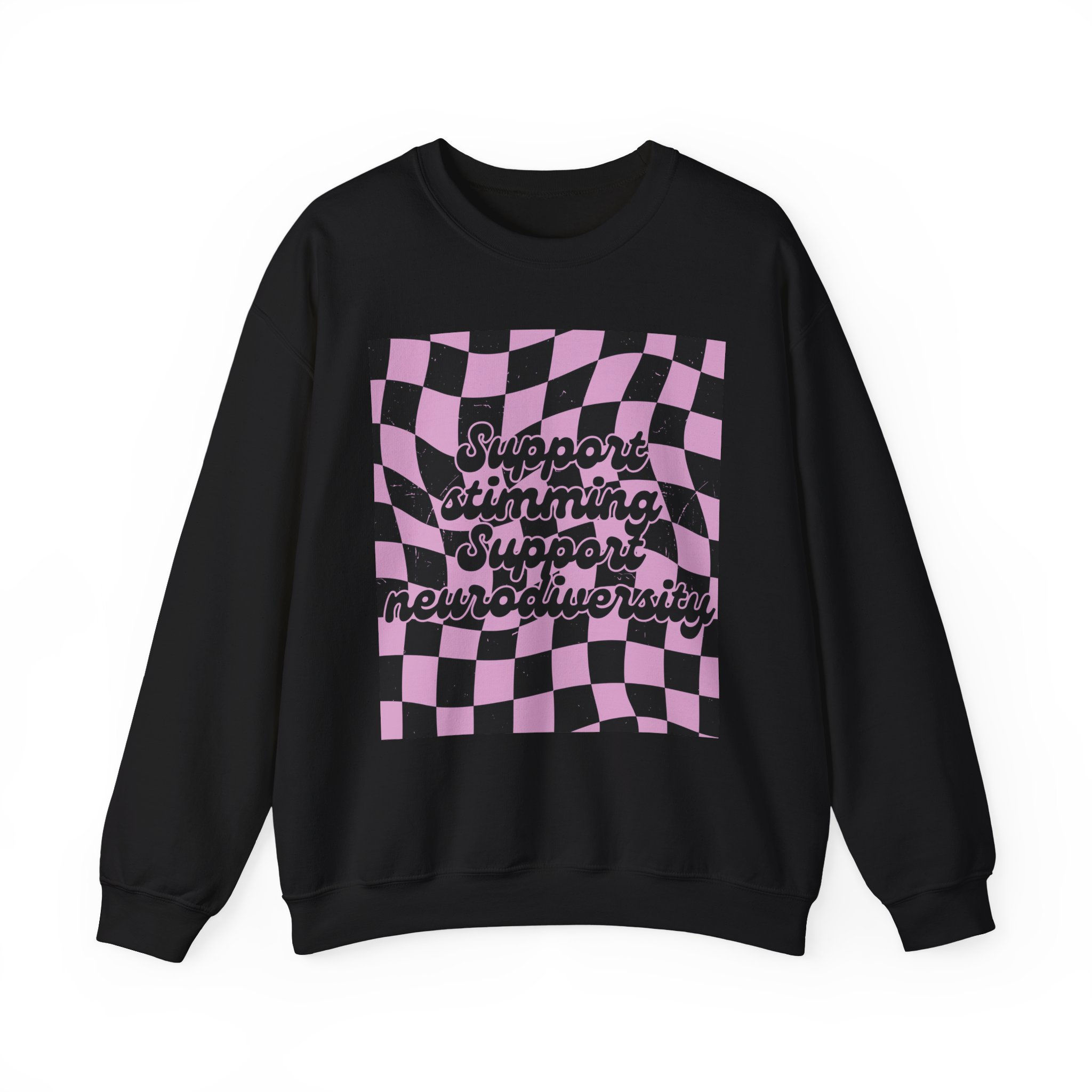 Support Stimming & Neurodiversity Checkerboard Adult Crew Neck Sweatshirt