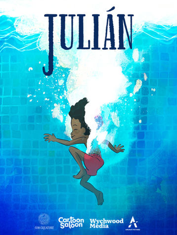 Poster for Julian, featuring an animated image of a young boy swimming