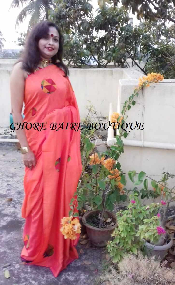 Gicha Silk with Applique Hand work with B/P