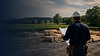 Construction worker reviewing plans at a rural Southern Indiana worksite
