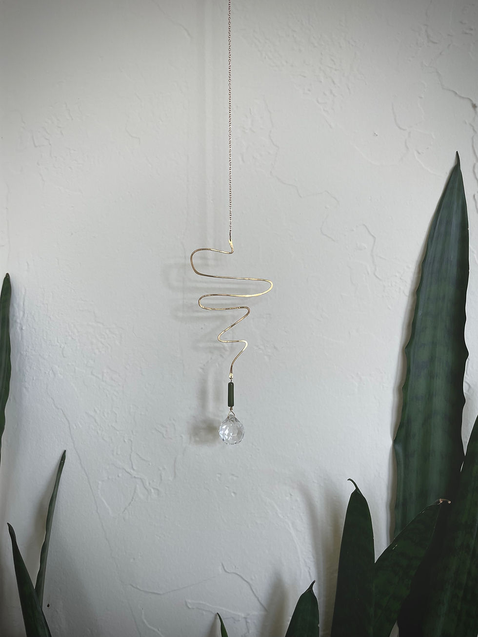 Thumbnail: Swirl Rainbow Catcher - W/ Green Turquoise