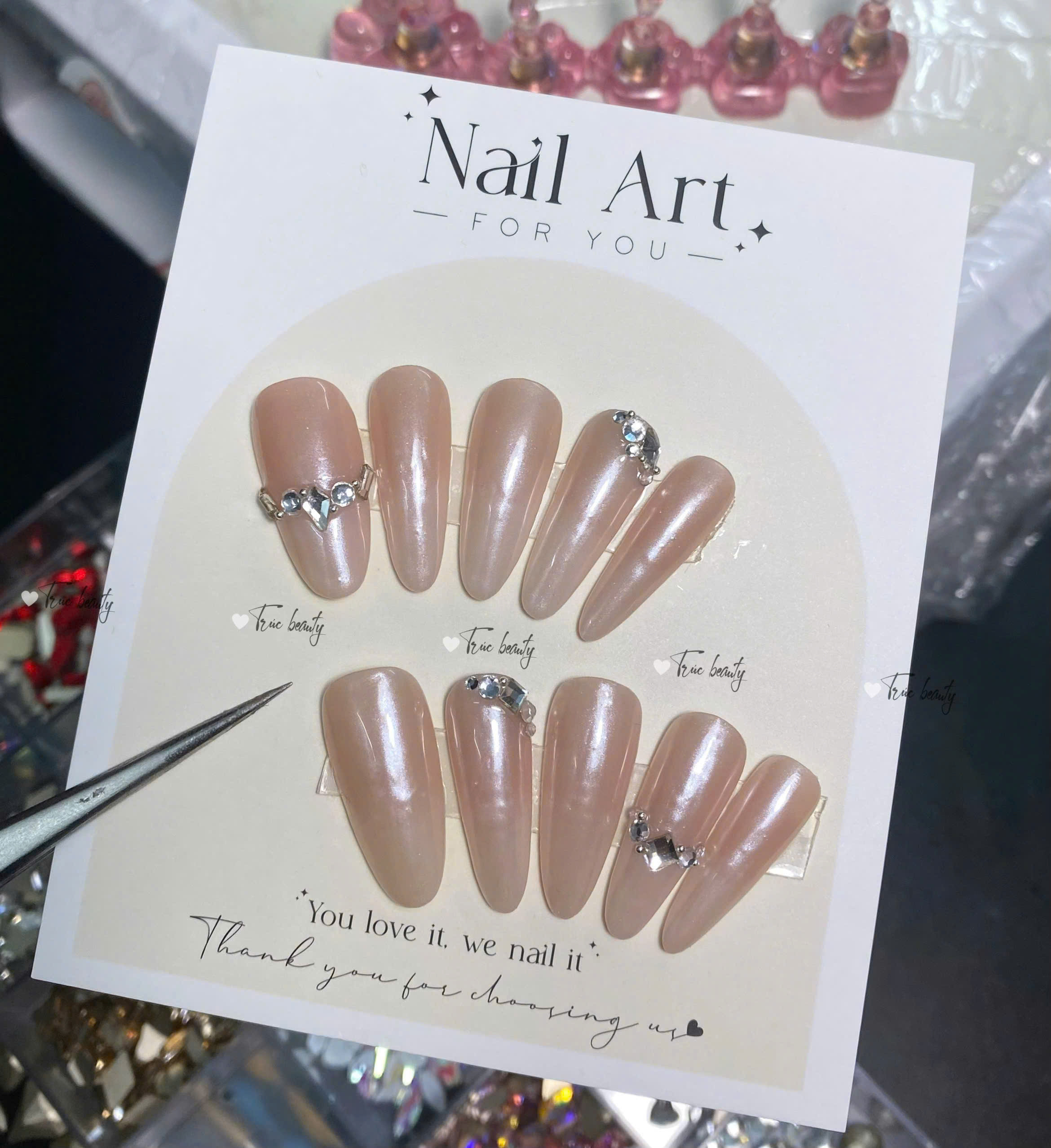 Crystal Pink Chrome Nail