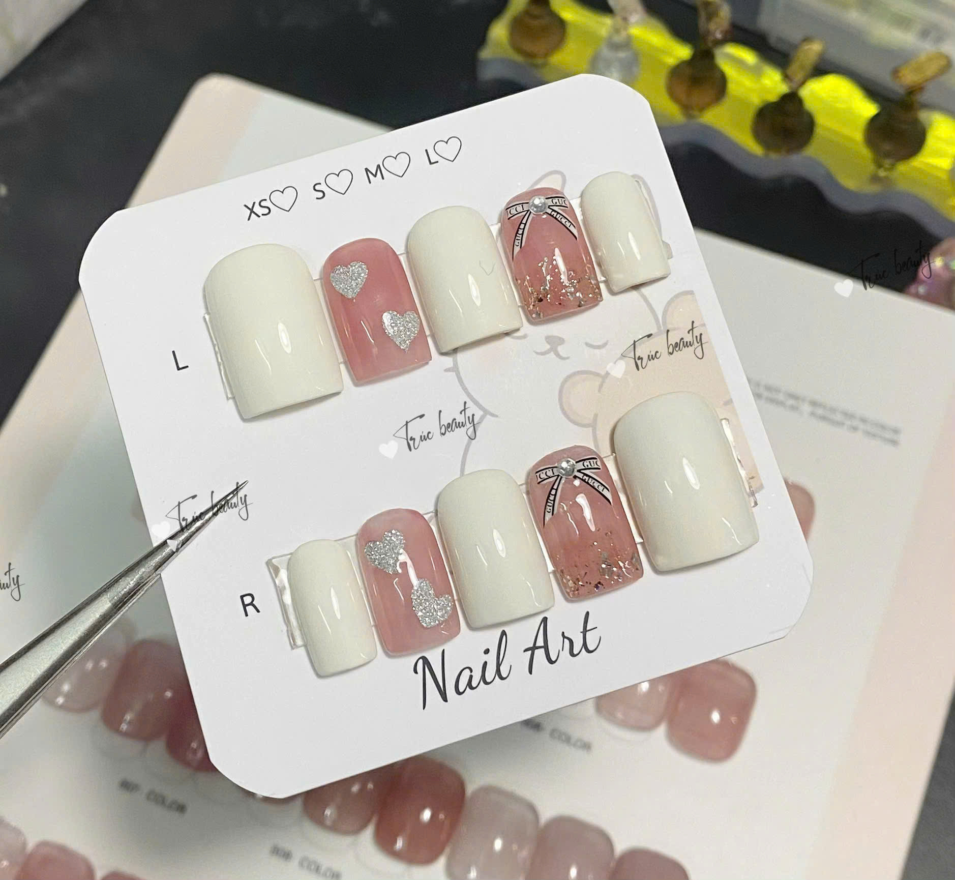 Pink and White Matte Nail