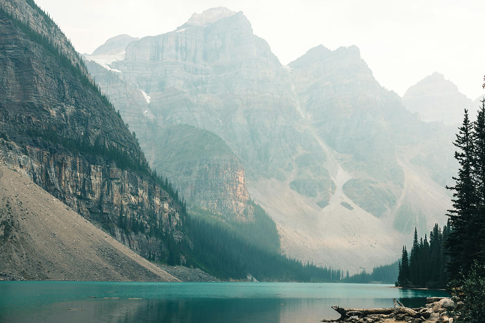 Moraine Lake with turquoise water and snow-capped peaks