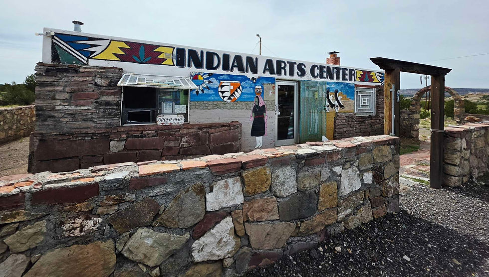 Indian Arts Center building along a Southwest trail