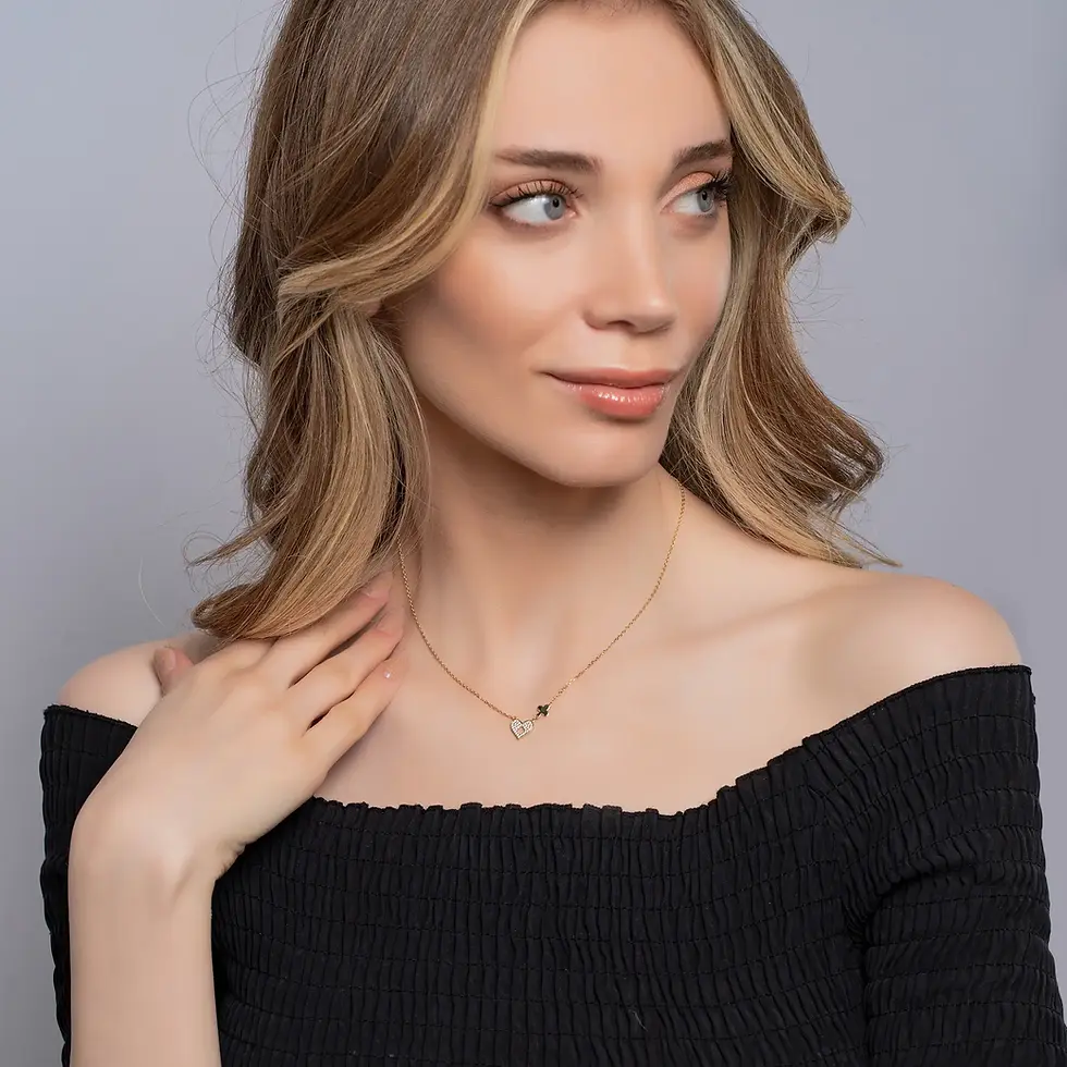 Thumbnail: Micro-Pavé Gold Heart Necklace