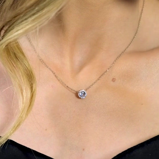 Thumbnail: White Gold Chain Gemstone Necklace