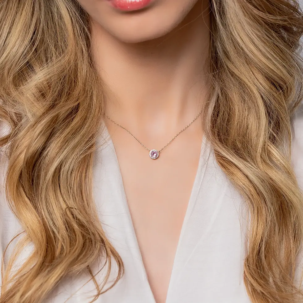 Thumbnail: White Gold Chain Gemstone Necklace