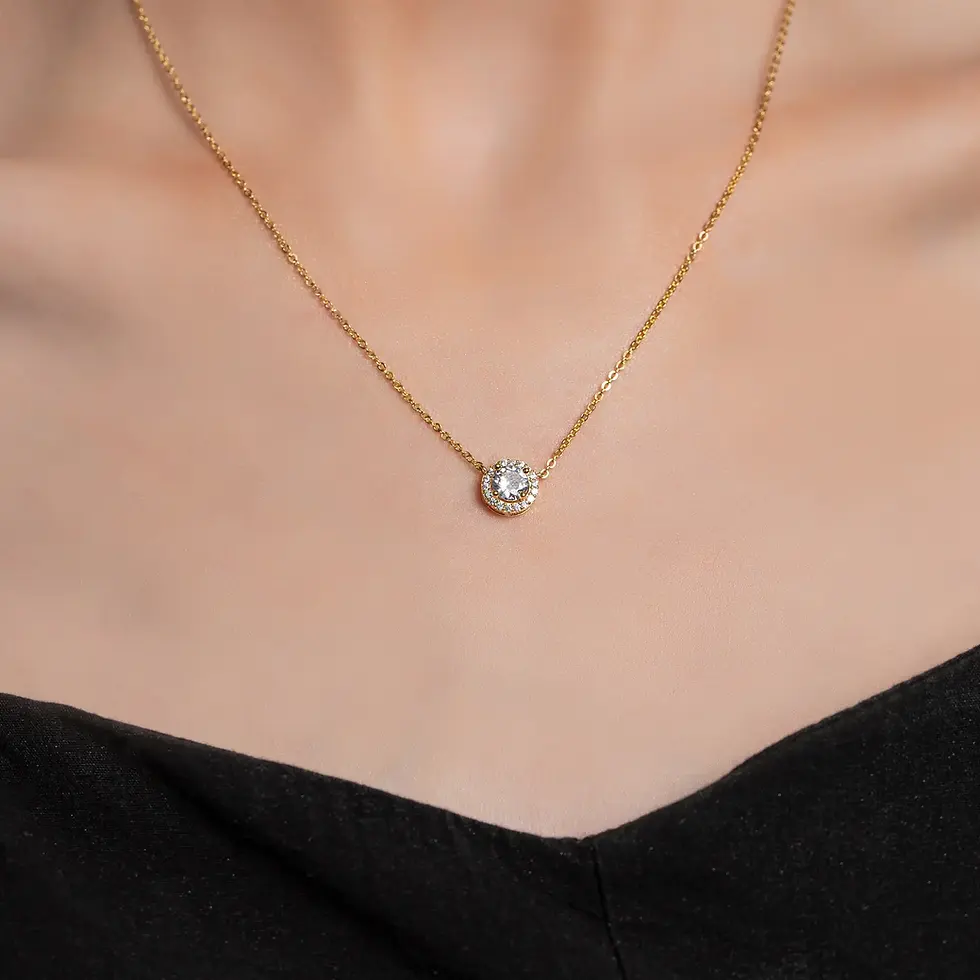 Thumbnail: Yellow Gold Chain Gemstone Necklace