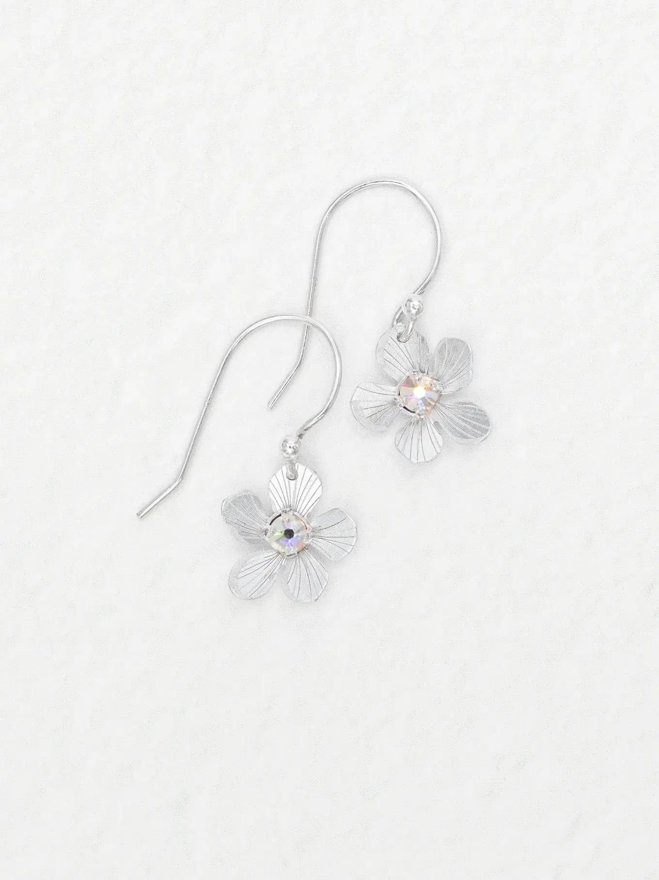 Petite Plumeria Drop Earrings - Silver/Clear